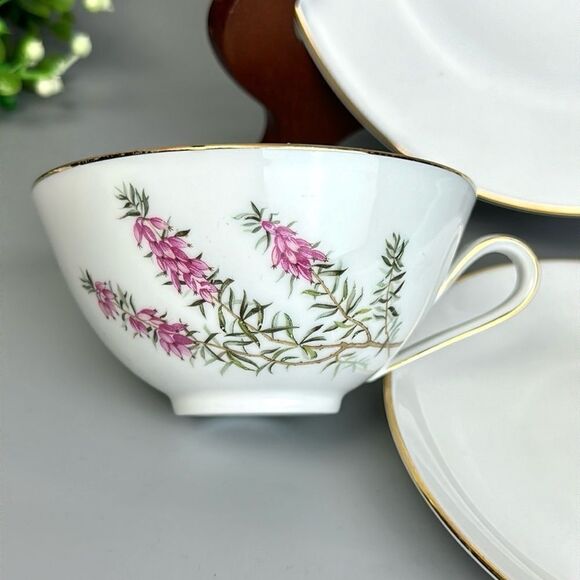 Hutschenreuther Heather White Collection Tea Cup Saucer Desert Plate Bavaria - Picture 3 of 16